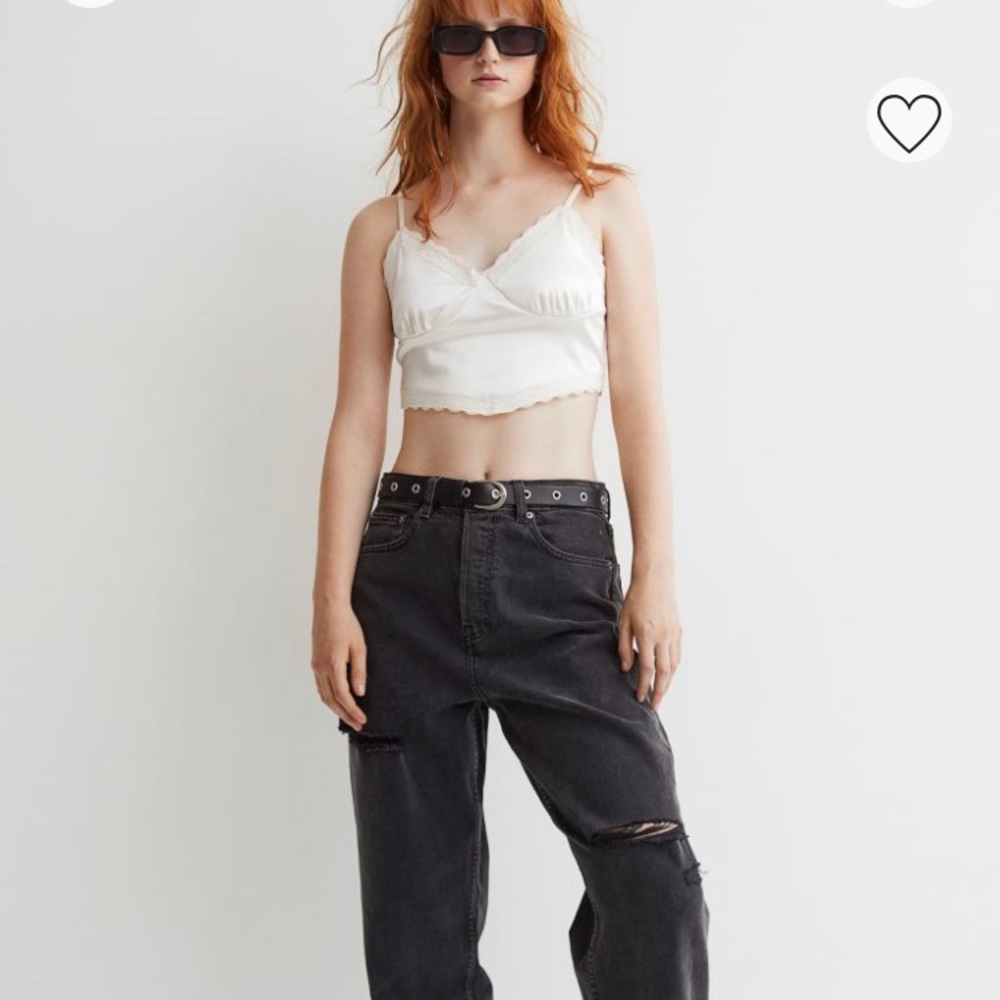 White Satin Cropped Tank Top